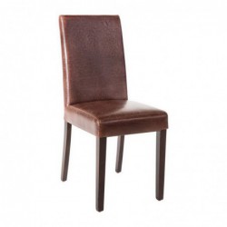 Chaise dossier haut en simili cuir Bolero marron foncé patiné x2 GR369 Bolero