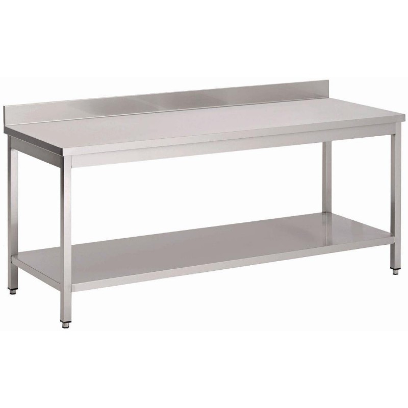 Table de préparation inox 304 avec étagère basse et dosseret Gastro M 89x100x70cm GS039 Gastro M Table de préparation inox 304 avec étagère basse et dosseret Gastro M 89x100x70cm GS039 Gastro M