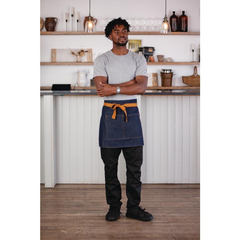 Tablier serveur Southside denim bleu et ceinture ocre BB465 Southside Tablier serveur Southside denim bleu et ceinture ocre BB465 Southside