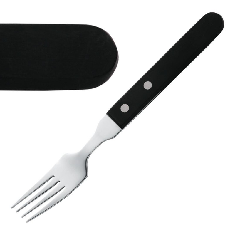 Fourchette à steak Amefa manche noir 196mm (Lot de 12) H002 Amefa Fourchette à steak Amefa manche noir 196mm (Lot de 12) H002 Amefa