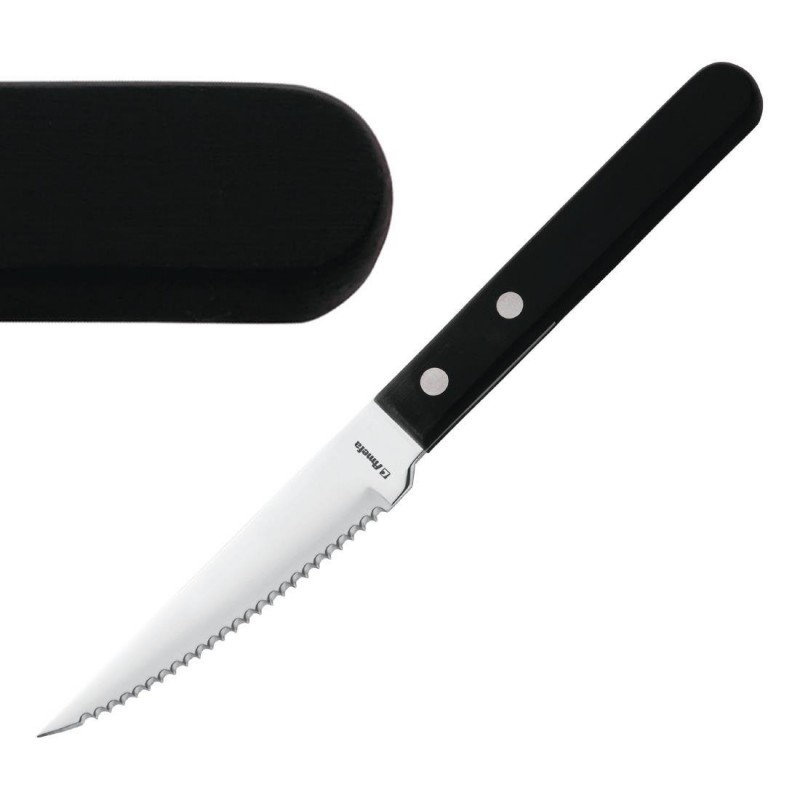 Couteau à steak Amefa manche noir 217mm (Lot de 12) H003 Amefa Couteau à steak Amefa manche noir 217mm (Lot de 12) H003 Amefa