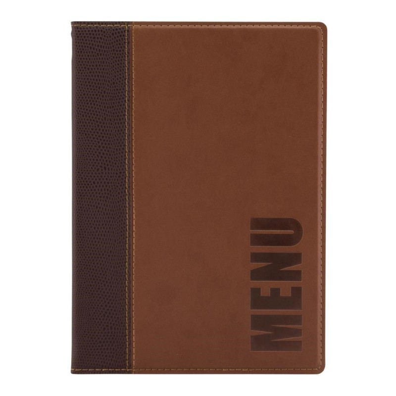 Protège-menus contemporain Securit A5 marron clair H722 Securit