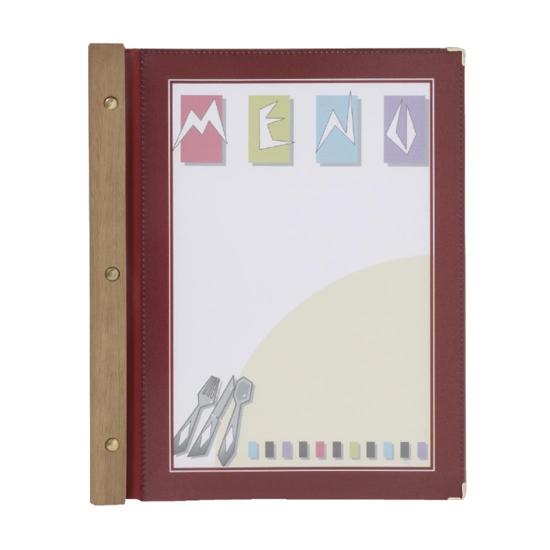 Protège-menus en bois Securit rouge foncé A4 H739 Securit Protège-menus en bois Securit rouge foncé A4 H739 Securit