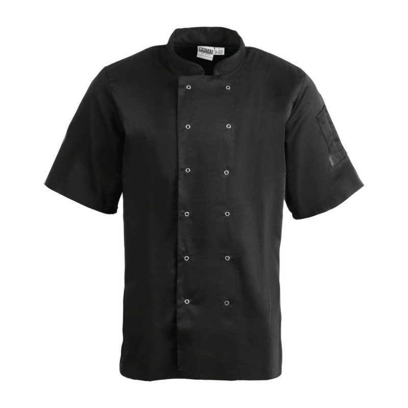Veste de cuisine mixte Whites Vegas manches courtes noire XL A439-XL Whites Chefs Clothing Veste de cuisine mixte Whites Vegas manches courtes noire XL A439-XL Whites Chefs Clothing