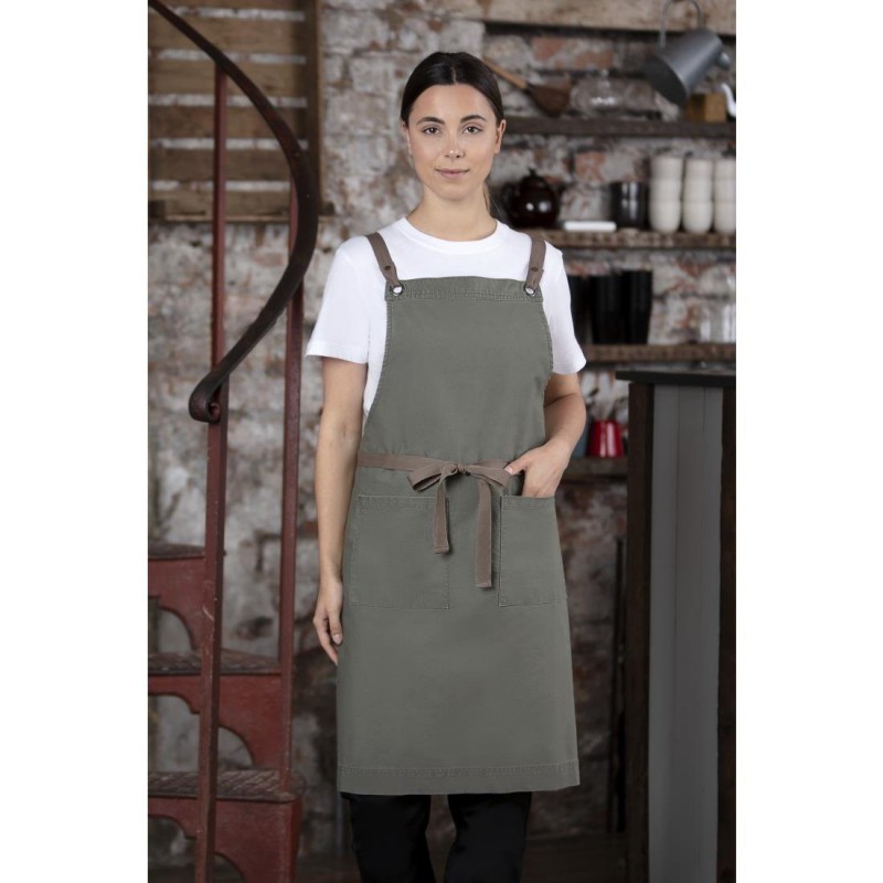 Tablier bavette en coton Southside kaki BB684 Southside