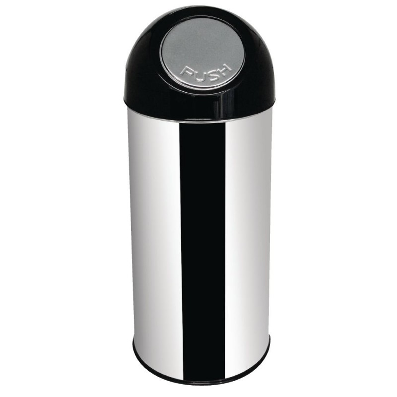 Poubelle ronde à couvercle battant Bolero acier inoxydable 40L L044 Bolero
