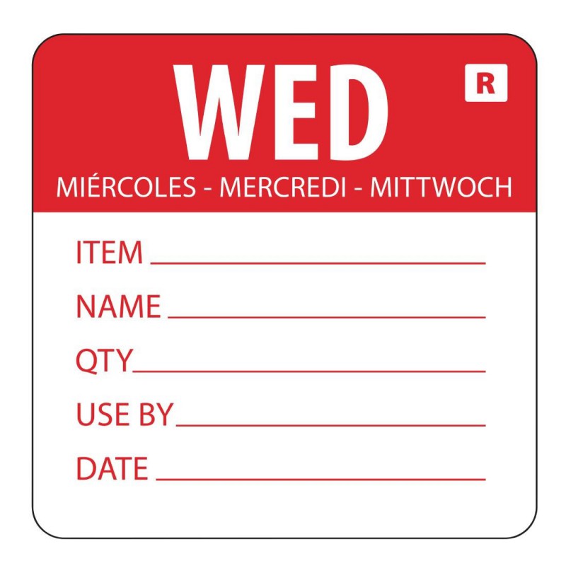 Etiquette amovible Hygiplas jour de la semaine Mercredi (Lot de 500) L068 Hygiplas Etiquette amovible Hygiplas jour de la semaine Mercredi (Lot de 500) L068 Hygiplas
