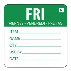 Etiquette amovible Hygiplas jour de la semaine Vendredi (Lot de 500) L070 Hygiplas