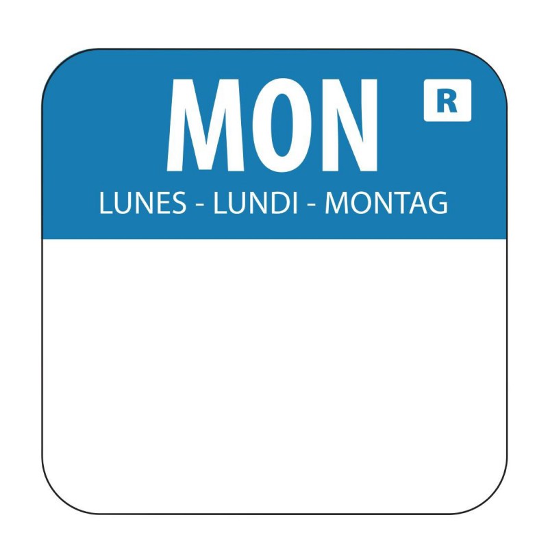 Etiquettes alimentaires code couleur bleu Hygiplas lundi 24mm (Lot de 1000) L931 Hygiplas Etiquettes alimentaires code couleur bleu Hygiplas lundi 24mm (Lot de 1000) L931 Hygiplas