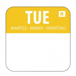 Etiquettes alimentaires code couleur jaune Hygiplas mardi 24mm (Lot de 1000) L932 Hygiplas