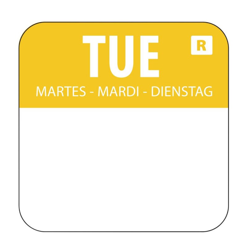 Etiquettes alimentaires code couleur jaune Hygiplas mardi 24mm (Lot de 1000) L932 Hygiplas Etiquettes alimentaires code couleur jaune Hygiplas mardi 24mm (Lot de 1000) L932 Hygiplas
