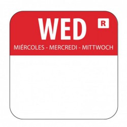 Etiquettes alimentaires code couleur rouge Hygiplas mercredi 24mm (Lot de 1000) L933 Hygiplas