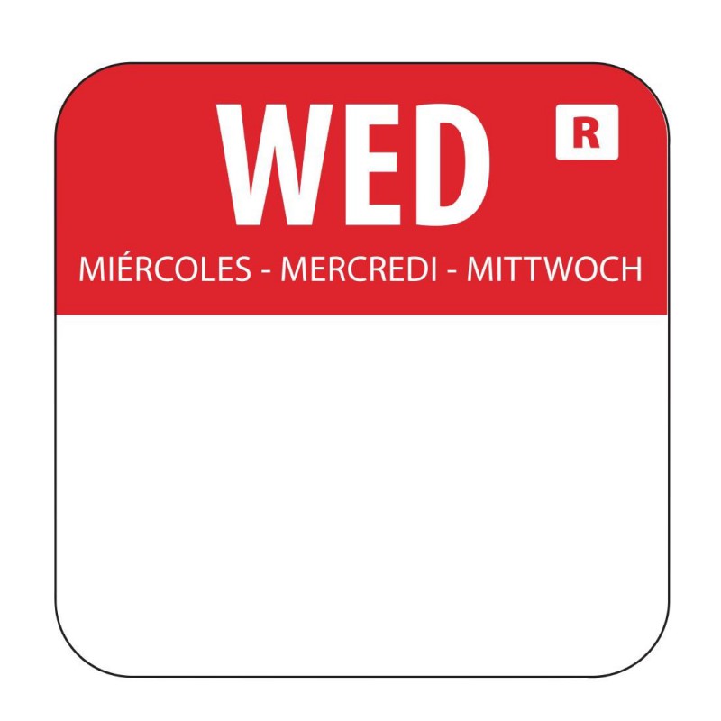 Etiquettes alimentaires code couleur rouge Hygiplas mercredi 24mm (Lot de 1000) L933 Hygiplas Etiquettes alimentaires code couleur rouge Hygiplas mercredi 24mm (Lot de 1000) L933 Hygiplas