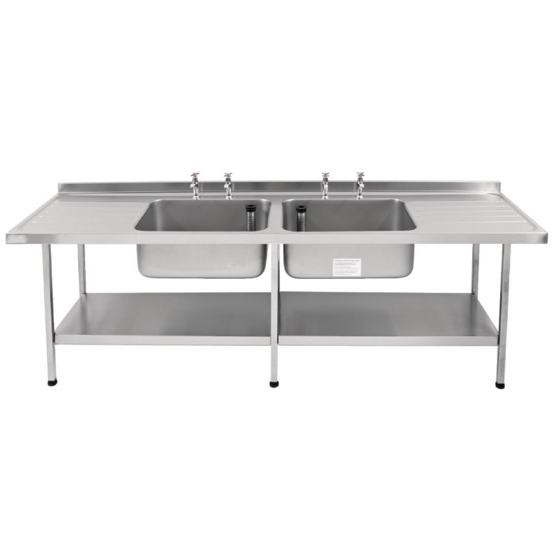 Plonge 2 cuves 2 égouttoirs en inox Franke Sissons 2400x650mm P376 KWC DVS Plonge 2 cuves 2 égouttoirs en inox Franke Sissons 2400x650mm P376 KWC DVS