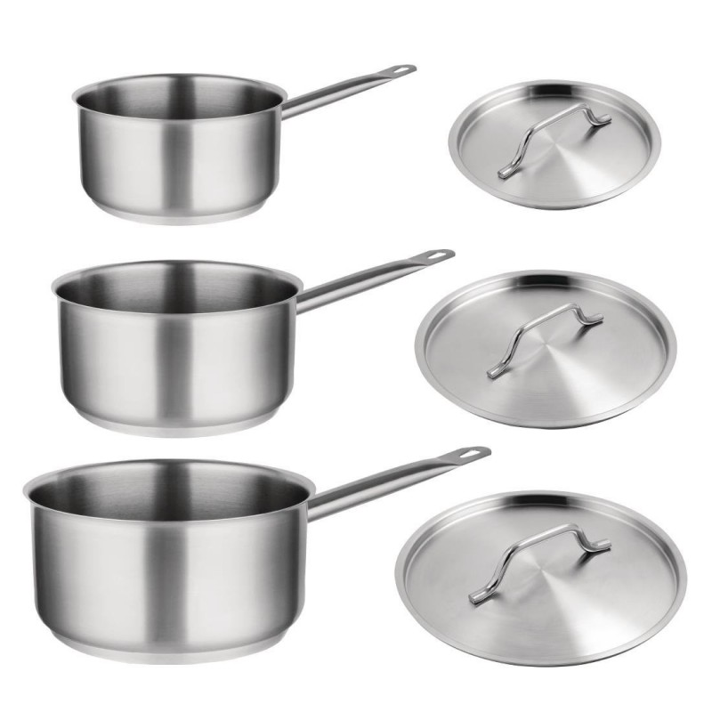 Offre spéciale - Set de 3 casseroles et couvercles inox Vogue S128 Vogue Offre spéciale - Set de 3 casseroles et couvercles inox Vogue S128 Vogue
