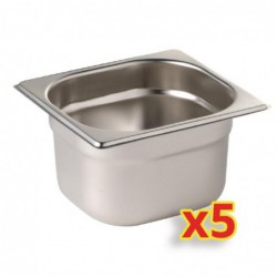 Lot de 5 bacs GN 1/6 profondeur 150mm Vogue S411 Vogue