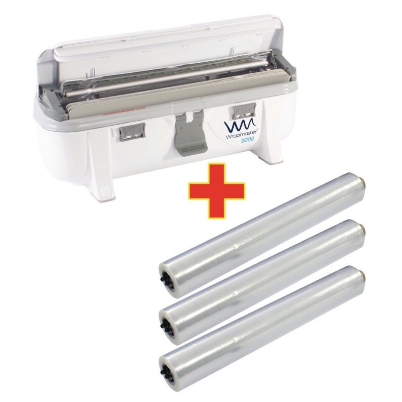 Distributeur Wrapmaster 3000 et 3 x 300m de film alimentaire S568 Wrapmaster Distributeur Wrapmaster 3000 et 3 x 300m de film alimentaire S568 Wrapmaster