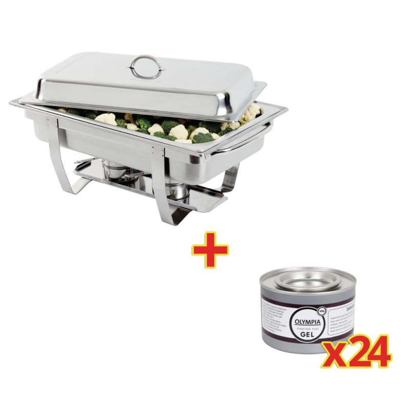 OFFRE SPÉCIALE Chafing dish Milan Olympia GN 1/1 + 24 capsules de gel combustible S600 Olympia OFFRE SPÉCIALE Chafing dish Milan Olympia GN 1/1 + 24 capsules de gel combustible S600 Olympia