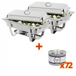 OFFRE SPÉCIALE Lot de 2 chafing dish Milan GN 1/1 + 72 capsules de gel combustible Olympia S601 Olympia