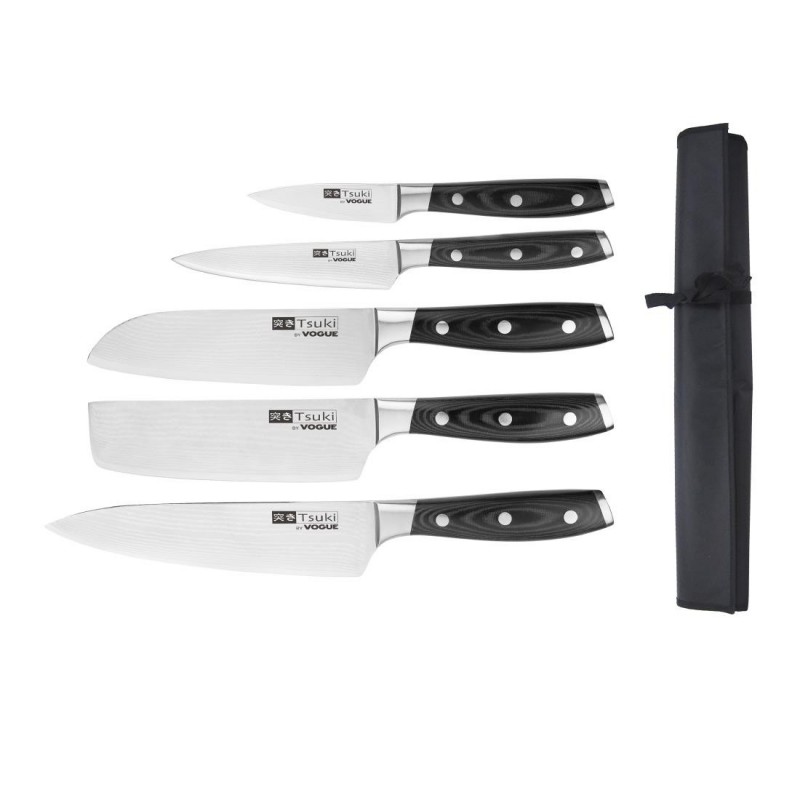 Ensemble de 5 couteaux japonais et étui Vogue Tsuki Series 7 S617 Vogue Ensemble de 5 couteaux japonais et étui Vogue Tsuki Series 7 S617 Vogue