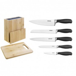 Ensemble de 5 couteaux Soft-Grip Vogue Prep Like A Pro avec bloc couteaux et planche à découper SA610 Vogue