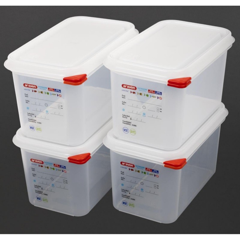 Boîtes alimentaires en polypropylène GN 1/4 Araven 4 Boîtes alimentaires en polypropylène GN 1/4 Araven 4