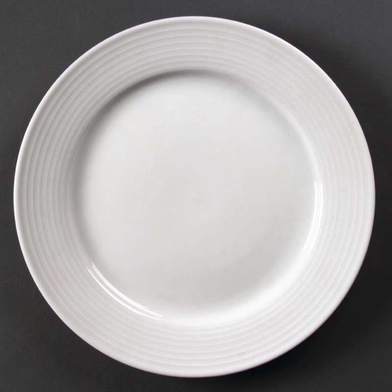 Assiettes à bord large Olympia Linear 250mm (Lot de 12) U091 Olympia Assiettes à bord large Olympia Linear 250mm (Lot de 12) U091 Olympia