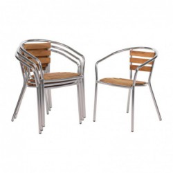 Fauteuils en frêne et aluminium Bolero 730mm (Lot de 4) U421 Bolero