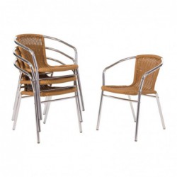 Fauteuils en rotin PE et aluminium empilables Bolero (Lot de 4) U422 Bolero