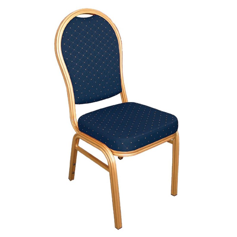 Chaises de banquet dossier arrondi Bolero bleues et dorées (lot de 4) U526 Bolero Chaises de banquet dossier arrondi Bolero bleues et dorées (lot de 4) U526 Bolero