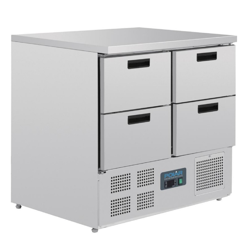Table réfrigérée compacte 4 tiroirs 240L Polar Série G U638 Polar Table réfrigérée compacte 4 tiroirs 240L Polar Série G U638 Polar