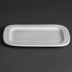 Assiettes rectangulaires arrondies Olympia Whiteware 230mm (lot de 12) U805 Olympia