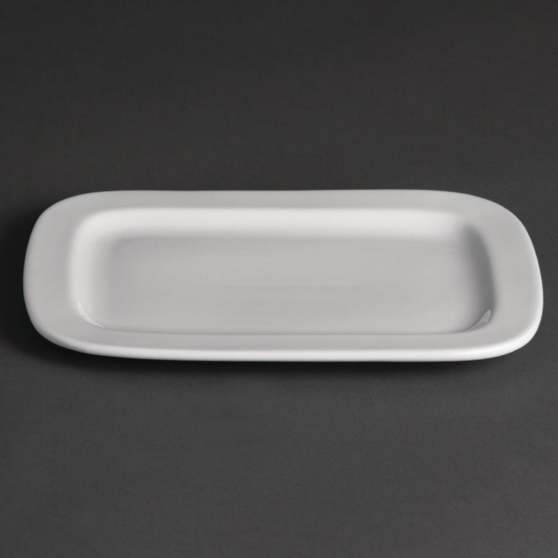 Assiettes rectangulaires arrondies Olympia Whiteware 230mm (lot de 12) U805 Olympia Assiettes rectangulaires arrondies Olympia Whiteware 230mm (lot de 12) U805 Olympia