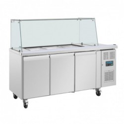 Comptoir à salade GN avec pare-haleine carré Polar Série U 3 portes UA018 Polar