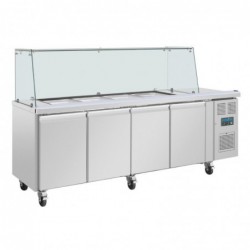Comptoir à salade GN avec pare-haleine carré Polar Série U 4 portes UA019 Polar