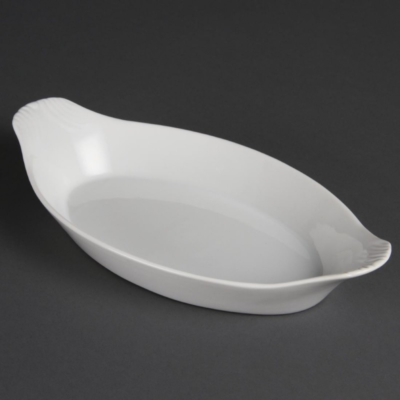 Plats ovales à oreilles blancs Olympia 290 x 166mm (Lot de 6) W411 Olympia Plats ovales à oreilles blancs Olympia 290 x 166mm (Lot de 6) W411 Olympia