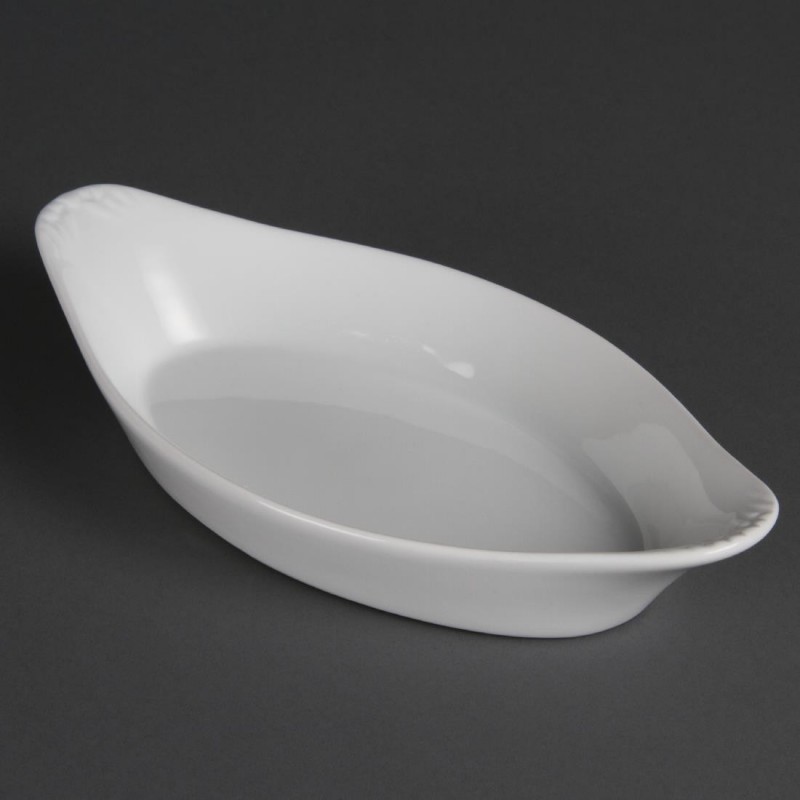 Plats ovales à oreilles blancs Olympia 253 x 140mm (Lot de 6) W440 Olympia Plats ovales à oreilles blancs Olympia 253 x 140mm (Lot de 6) W440 Olympia