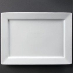 Plat de service rectangulaire à bord large Olympia Whiteware 400 x 295 mm C362 Olympia