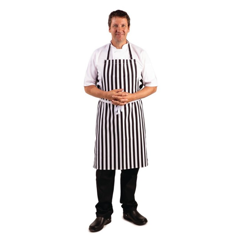 Tablier bavette Whites rayé noir et blanc A558 Whites Chefs Clothing Tablier bavette Whites rayé noir et blanc A558 Whites Chefs Clothing